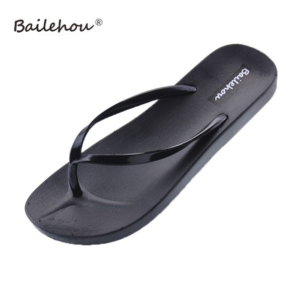 

bailehou women slippers fashion designer beach flip flops ladies shoes 2020 summer flat thong sandals shower slides, Black