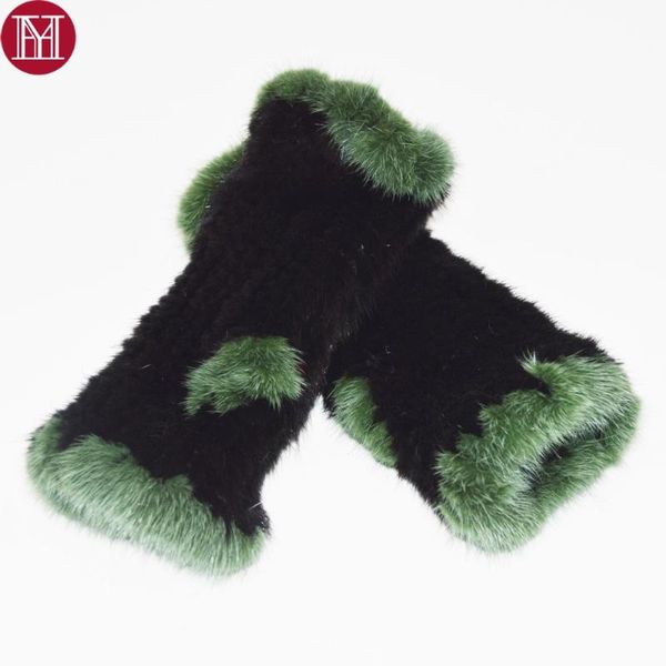 

five fingers gloves 2021 quality women winter natural mittens for girls brand elastic knitted real, Blue;gray