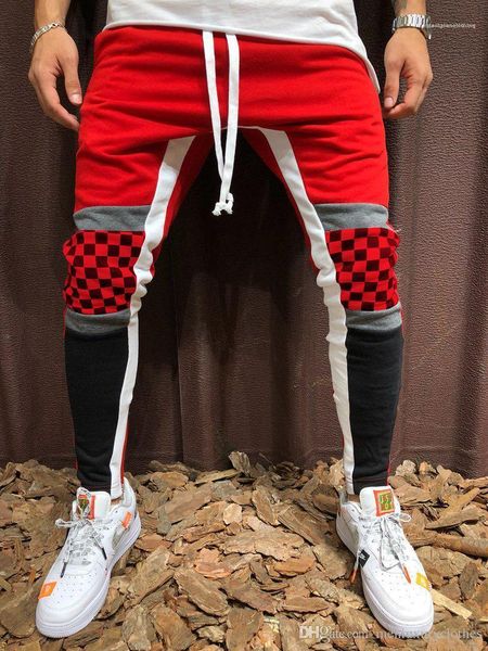 

designer pants hiphop style fitness pencil pants plaids colors designer jogger designer mens clothing fashion mens, Black