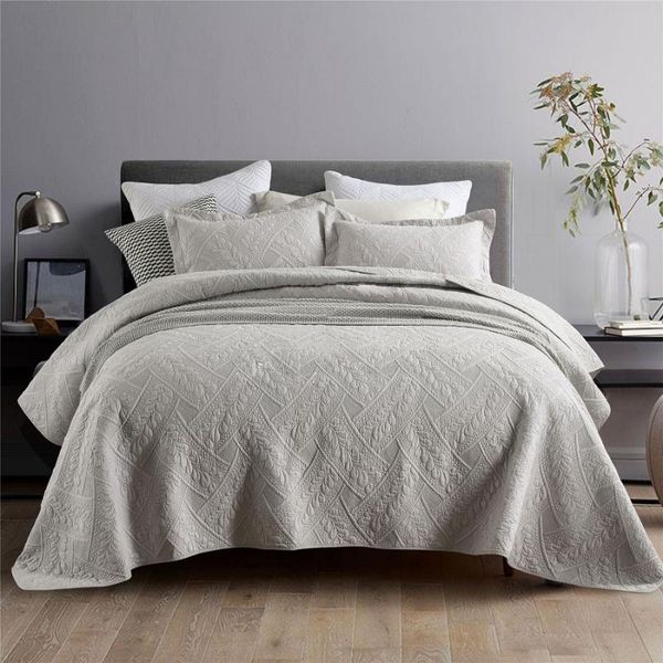 

solid color bedspreads cotton quilt set 3pcs embroidered quilts bed cover king queen quilted coverlet summer blanket chausub