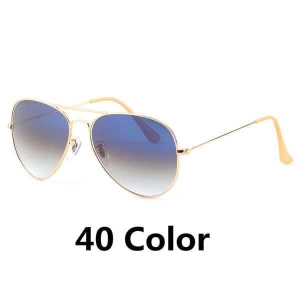 

brand designer pilot sunglasses men women sunglasses 58 mm metal frame uv400 gradient glass lens 40 colors, White;black