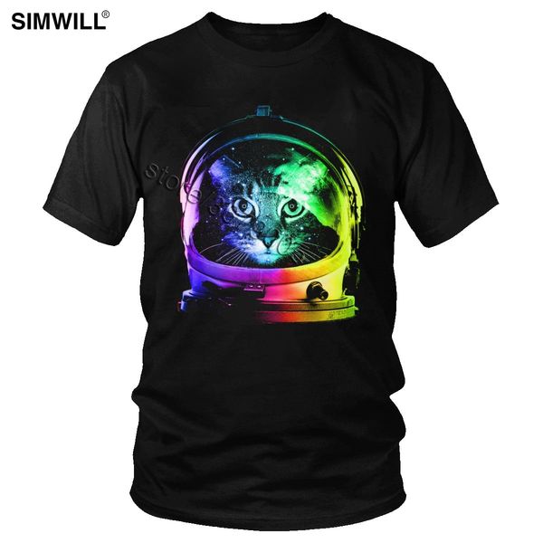 

funny astronaut cat t shirt men cute short sleeves round neck tee space animal casual summer t-shirt 5xl 6xl gift idea apparel