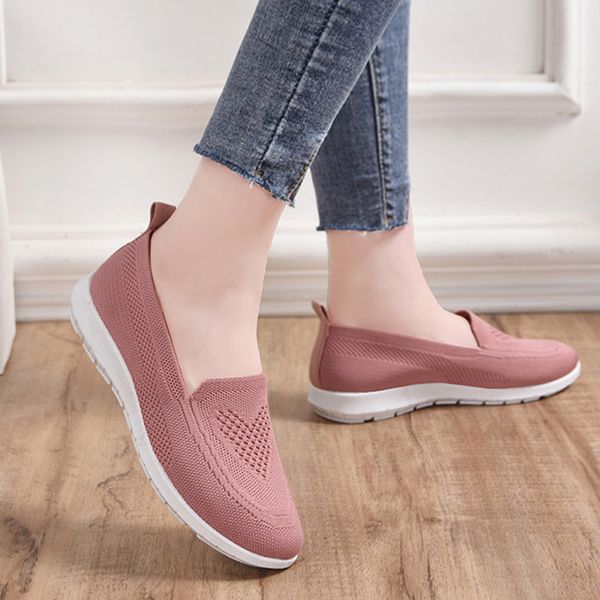 

ladies platform slip on sock shoes casual shoes women light sneakers dropshipping knitted vulcanized breathable mesh outdoor, Black