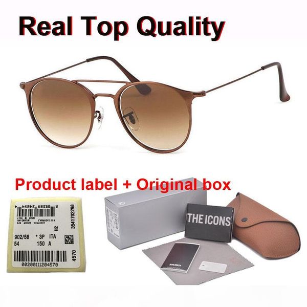 

gradient glass lens brand designer round sunglasses men women metal frame sport vintage sun glasses with retail case and label, White;black