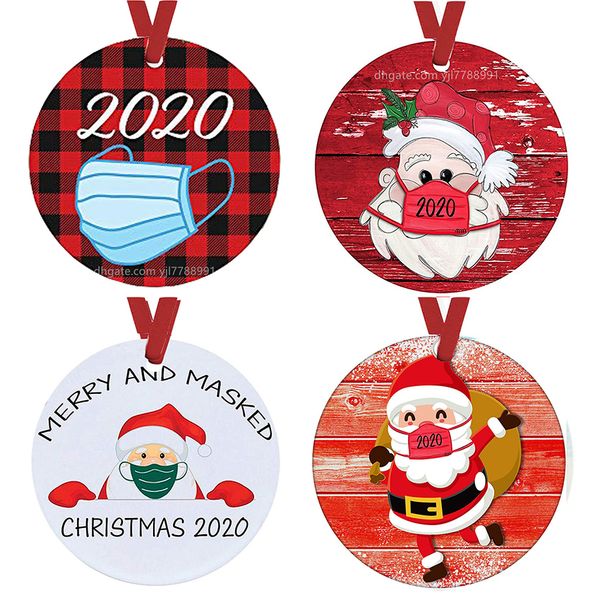 

2020 christmas ornaments santa wearing a face bandana cover decorate christmas tree decoration cute santa clause decoration