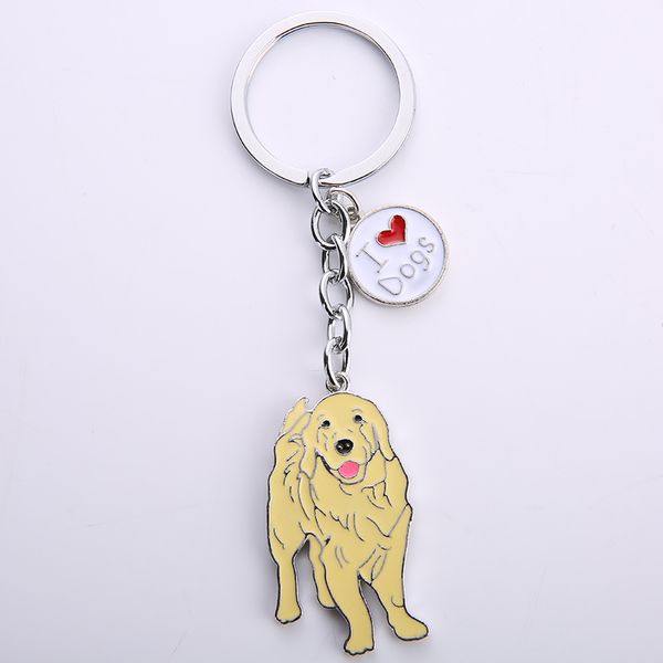 

golden retriever pendant key chains for women men silver color metal alloy pet dog bag charm car keychain key ring holder gift