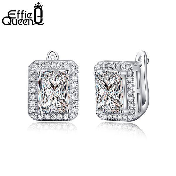 

effie queen new arrival 1.8 ct rectangle cubic zirconia earring stud for women christmas earring gift 3 colors choices de95, Golden;silver