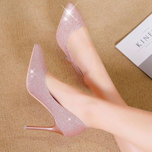

tip in silver ultra-high heels thin heeled gradient sequins high heels elegant crystal bridesmaid shoes bridal wedding shoes women, Black