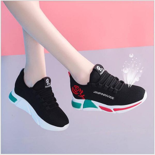 

2020 sneakers women breathable lightweight casual breathable mesh shoes students simple white shoes trendy dad, Black