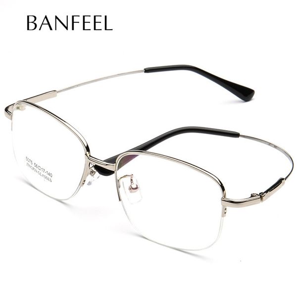 

memory titanium alloy prescription eyeglasses frames men glasses half rim business frame myopia glasses frames optical eyewear, Black