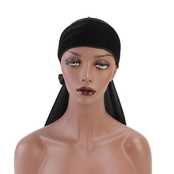 

women muslim bandanas cap headscarf velvet embroidery floral sequins long tail tuban middle east pirate hat islamic beanie cap, Blue;gray