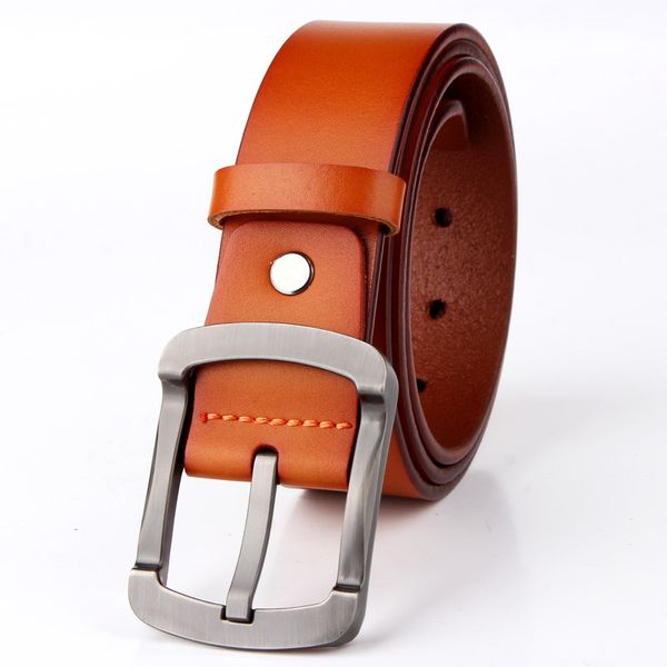 

genuine leather belts for men pin buckle jeans belt cowskin casual belts business belt cowboy waistband, Black;brown