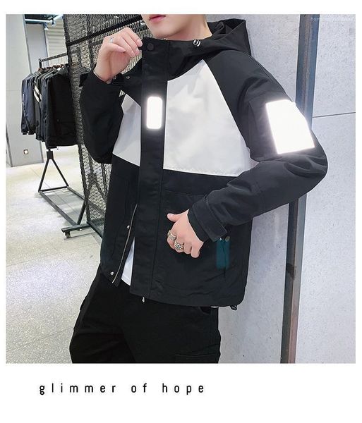 

coats 19ss mens designer 3m reflective jacket spring autumn casual loose hooded jackets, Black;brown