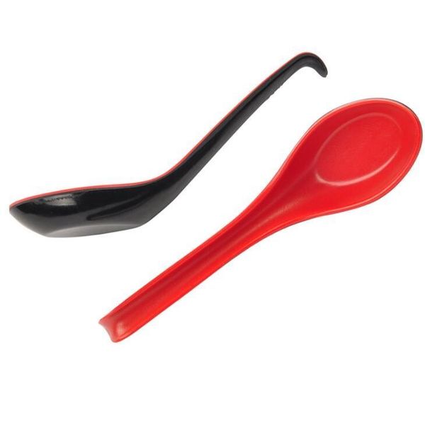 

spoons red black color home flatware japanese plastic bowl soup porridge spoon home dinnerware supplies lx1794