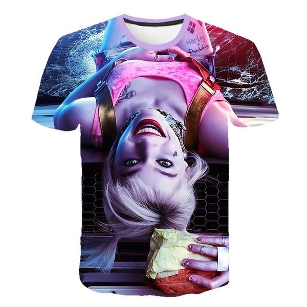 

new female clown 3d cartoon harley quinn movie suicide squad 3d print shirts aesthetic kawaii oversized men clothing