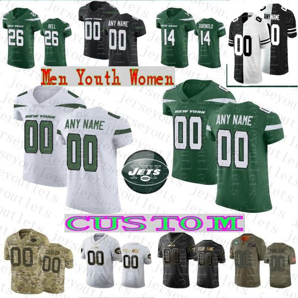 

новый пользовательский струи elite mens женщины дети 26 левеон белл 33 джамаль adams ny джерси 14 сэм darnold джо klecko namath андерсон chr, Black;red