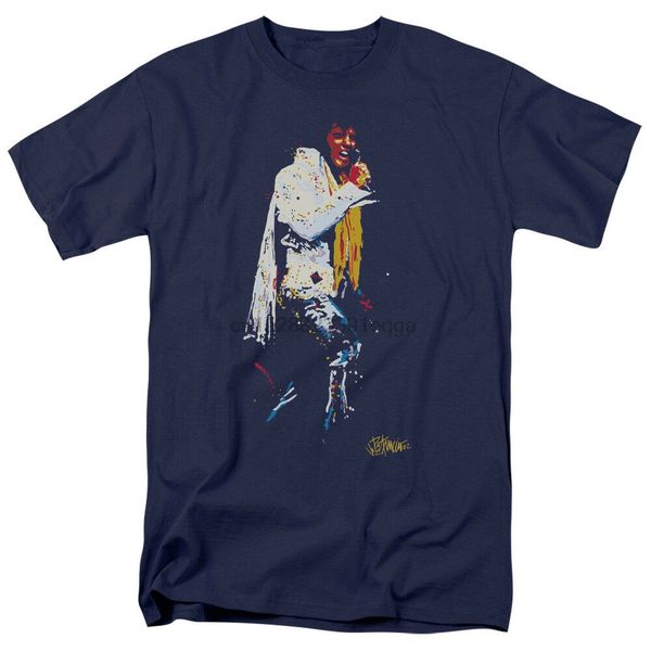 

elvis presley painted portrait white jumpsuit yellow scarf tee shirt s-3xl cotton tee shirt personality custom