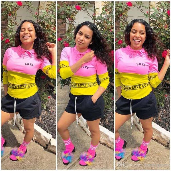 

tracksuit fashion contrast color letter printed casaul hooded tracksuit summer women set new arrival women, Gray