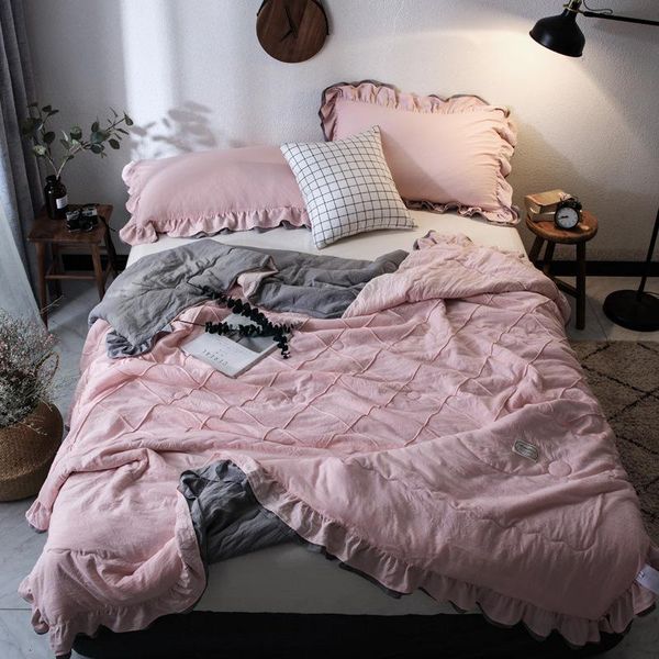 

30 new bedding solid thin summer quilt blankets soft comforter bed cover quilting suitable for adults kids home textiles ymq18