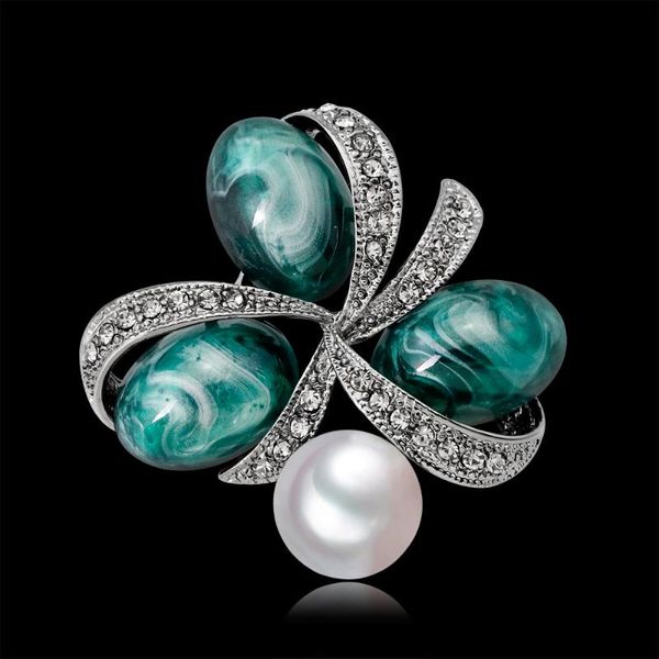 

new fashion floral colorful stone brooches flower brooch pins corsage for girls women party jewelry gifts, Gray