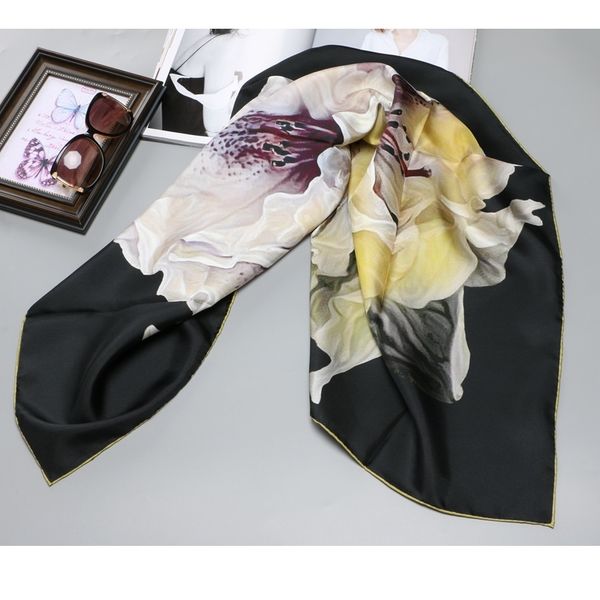 

women luxury 100% silk scarf hijab head scarves ladies grade silk shawl foulard 35" x 35, Blue;gray