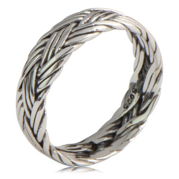 

925 sterling silver jewelry retro small personality three woven women's ring