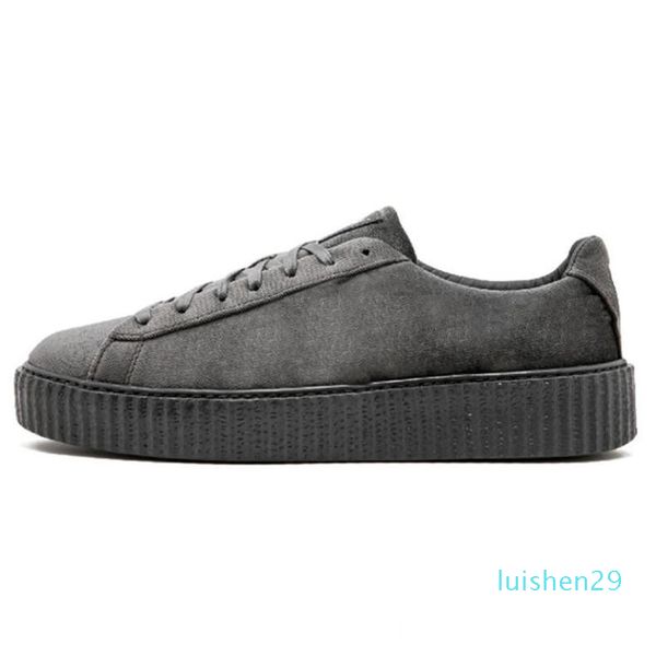 

sale pm rihanna fenty creeper 2019 classic platform casual shoes velvet cracked leather suede men women fashion designer sneakers l29, Black