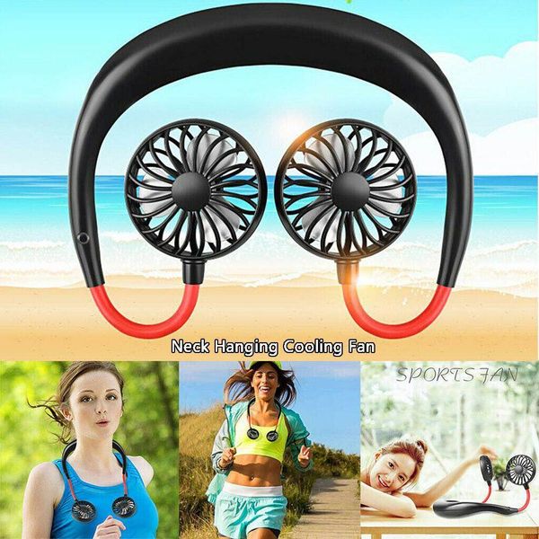 

cgjxsnew adjustable 7 leaf mini usb rechargeable fan portable neck sport fan neckband desk hand air fan conditioner for room dropship