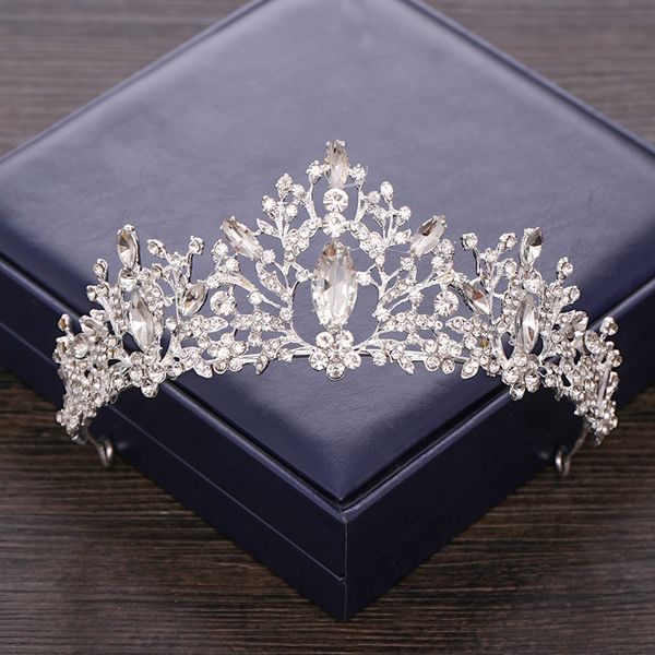 

baroque silver crystal tiara crown rhinestone wedding hair accessories bridal crown diadem hair ornaments prom wedding headpiece, White;golden