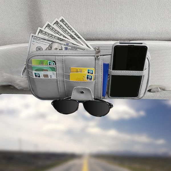 

car sun visor organizer dual slider zipper storage bag glasses clip card holder for outdoor personal car parts decoration