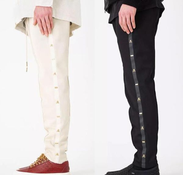 

pants loose homme clothing hip hop style drawstring casual apparel skull print mens fashion designer long, Black