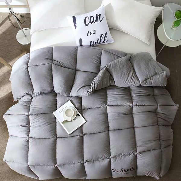 

comforters & sets 2~4kg down quilt duvet king queen twin size white/gray/pink luxury winter thicken warm blanket bedding comforter filler