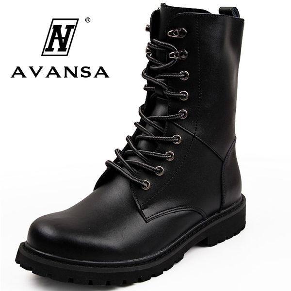 

boots men's leather motorcycle mid-calf high ankle combat lace up men shoes black brown tactical army boot