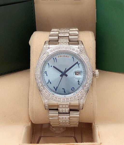 

in 2020, the newly upgraded middle row drill ring watch digital surface date week automatic mechanical ladies waterproof luxury fashion watc, Slivery;brown