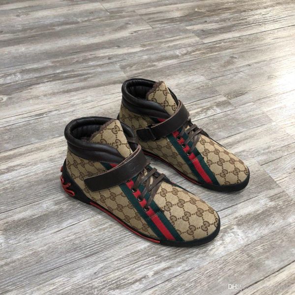 

summer men's fashion casual high-shoes, printed stripes, comfortable and versatile men's luxury shoesad, Red;white