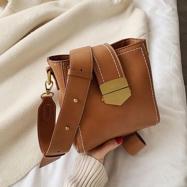 

retro female bucket bag 2020 fashion small crossbody bags for women zippers quality pu leather shoulder bag handbags and purses