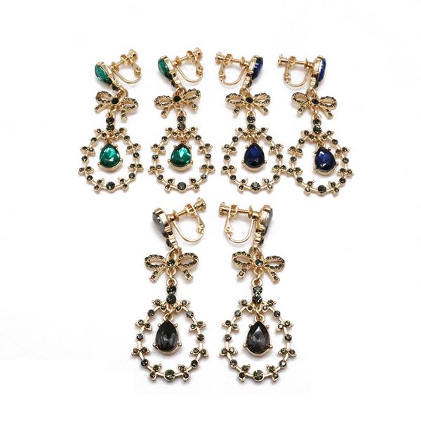 

sweet teardrop bow charm alloy elegant earring, Golden;silver