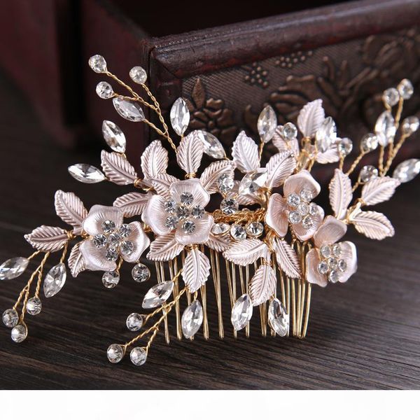 

ювелирные изделия люкс rhinestone розовое золото серебряный цветок расчесывают свадеб pageant невесты невеста головной убор аксессуары для в, Slivery;golden