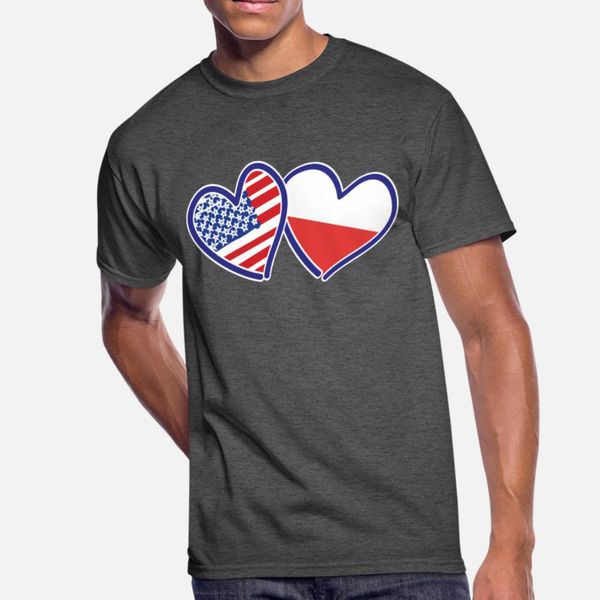 

usa poland flag hearts t shirt men create cotton round collar letter graphic basic spring autumn vintage shirt