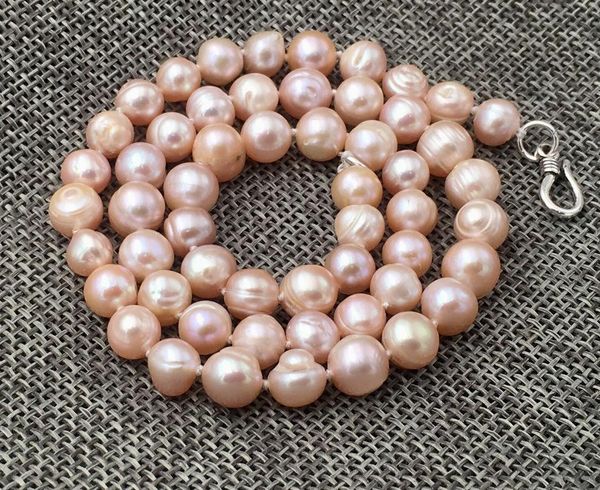 

new natural purple 7-8mm akoya freshwater pearl necklace 18, Silver