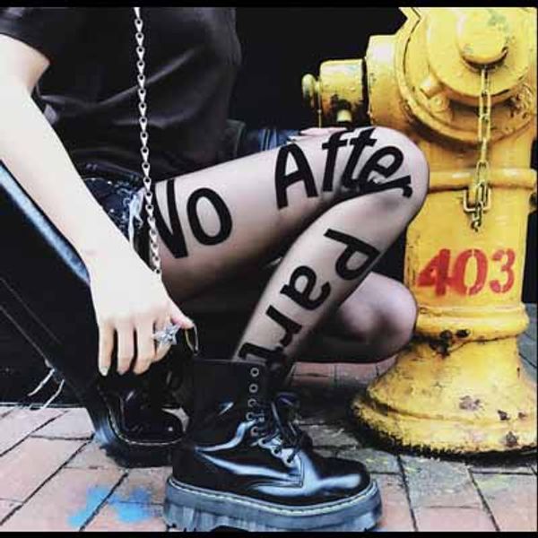 

2020 womens stockings girls letter women bottoming thin pantyhose 2020 fashion party stockings "no after party" 2020 new, Black;white