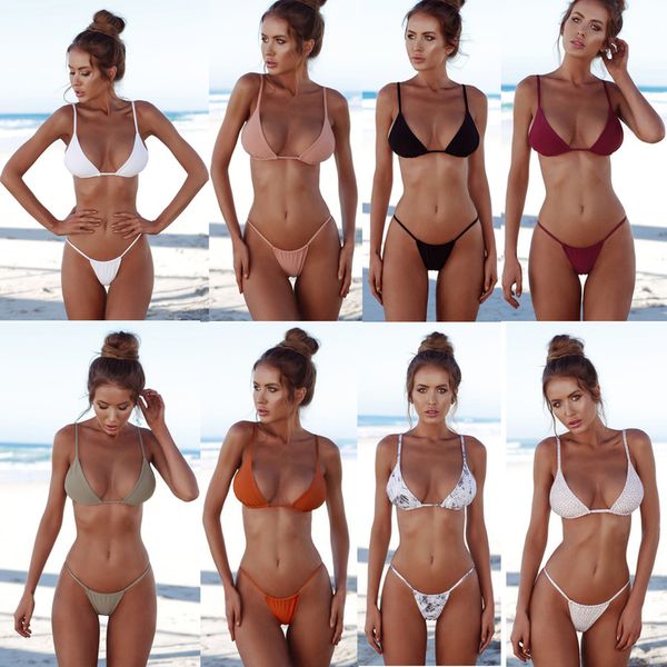 

thong bikini 2020 women bequini swimwear summer bathing suit push up padded swimsuit monokini support polyester resell, White;black