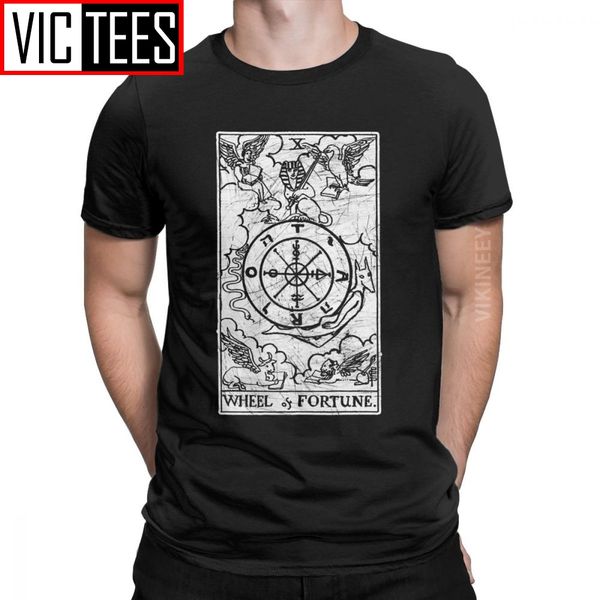 

wheel of fortune tarot card major arcana fortune telling occult t-shirt men leisure 100 percent cotton t shirt gift