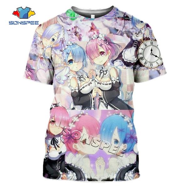 

summer anime loli game re zero rem homme 3d print shirts horror horror oversized men clothing