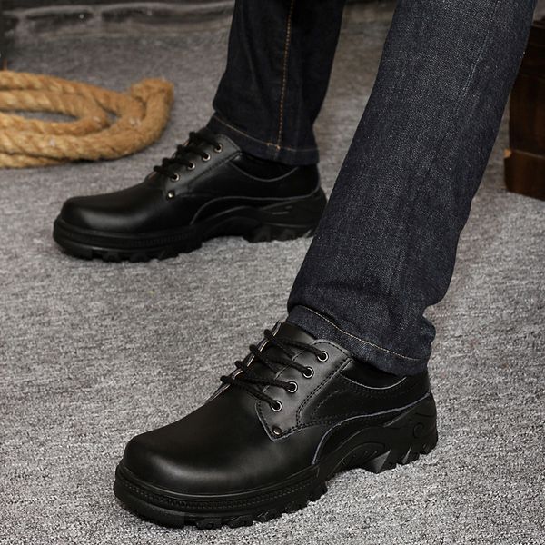 

men dress shoes outdoor fashion brand genuine leather men shoes flats men sneakers flats business spring autumn big size 47, Black