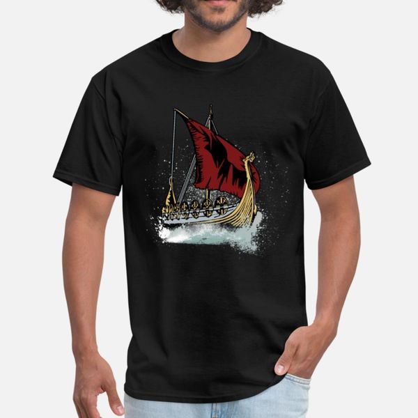

viking ship t shirt men designing cotton size s-3xl cool loose building spring letter shirt