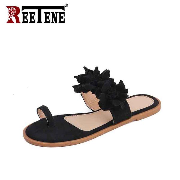 

reetene summer outdoor women slipper casual slippers open toe flip flops women comfort flat bottom female slippers, Black