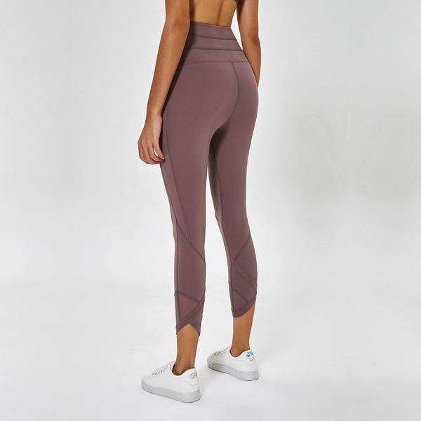 

spandex high waist women mesh yoga pant lu-66 solid black sports gym wear leggings printed elastic fitness lady overall capris tights, White;red