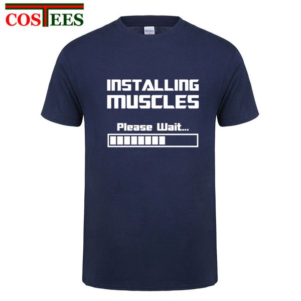 

funny installing muscles design t shirt men 2018 new fitness tshirt super bodybuilding apparel short sleeved male tee shirt