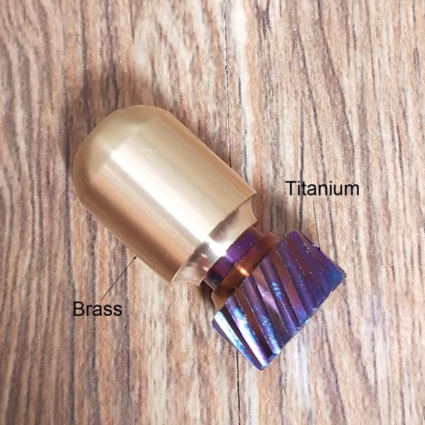 

edc titanium + brass lanyard bead pendant parachute cord knife tool zipper pull dz-98b 26 x 12 mm hole diameter 6mm